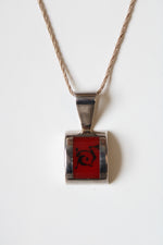 Red Turquoise Sterling Silver Pendant Necklace
