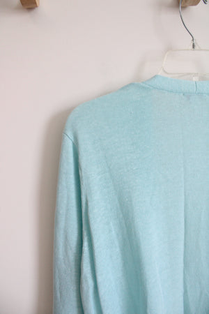 J.Jill Light Blue Linen Blend Open Cardigan | L