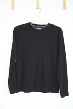 DKNY Black Long Sleeve Lightly Ribbed Crewneck T-Shirt | M