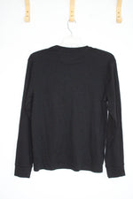 DKNY Black Long Sleeve Lightly Ribbed Crewneck T-Shirt | M