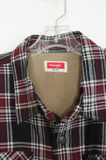 Wrangler Red Plaid Fleece Lined Flannel Snap Front Shirt Jacket | XL