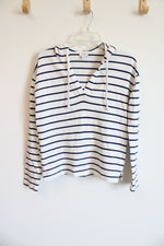J.Crew White Blue Navy Striped Hoodie | XS