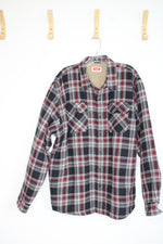 Wrangler Red Plaid Fleece Lined Flannel Snap Front Shirt Jacket | XL