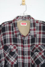 Wrangler Red Plaid Fleece Lined Flannel Snap Front Shirt Jacket | XL