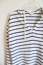 J.Crew White Blue Navy Striped Hoodie | XS