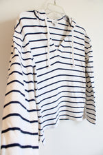 J.Crew White Blue Navy Striped Hoodie | XS