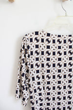 Laundry Navy Tan & White Patterned Dress | 6P