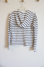 J.Crew White Blue Navy Striped Hoodie | XS