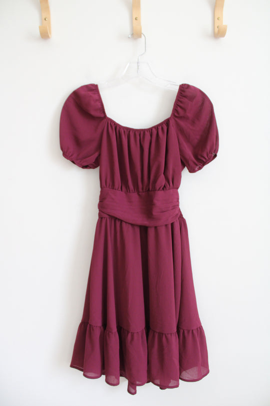 Exlura Burgundy Tied Back Dress | XS