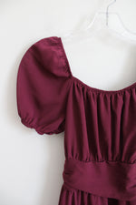 Exlura Burgundy Tied Back Dress | XS