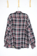 Wrangler Red Plaid Fleece Lined Flannel Snap Front Shirt Jacket | XL