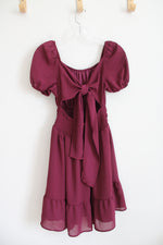 Exlura Burgundy Tied Back Dress | XS