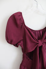 Exlura Burgundy Tied Back Dress | XS