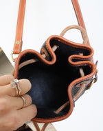 Dooney & Bourke Vintage Black & Brown Leather Drawstring Bucket Bag
