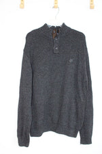 Chaps Suede Elbow Patches Gray Mock Neck Sweater | XL