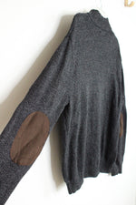 Chaps Suede Elbow Patches Gray Mock Neck Sweater | XL