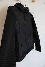 Time & Tru Black Quilted Zip Down Hoodie | S