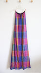 Ann Taylor Blue & Pink Plaid Halter Neck Maxi Dress | 14