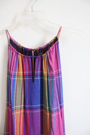 Ann Taylor Blue & Pink Plaid Halter Neck Maxi Dress | 14