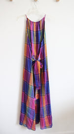 Ann Taylor Blue & Pink Plaid Halter Neck Maxi Dress | 14