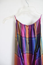Ann Taylor Blue & Pink Plaid Halter Neck Maxi Dress | 14