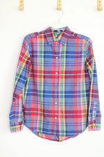 Chaps Vibrant Madras Plaid Long Sleeve Button Down Shirt | S