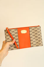 Michael Kors Orange Center Stripe Clutch Wristlet