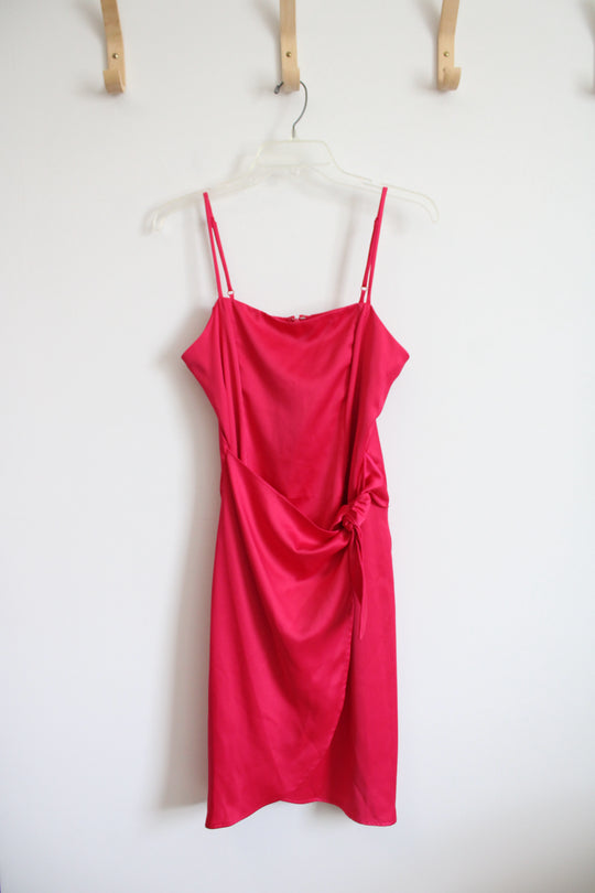 NEW Nine West Hot Pink Side Tie Midi Dress | M