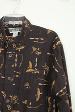 Duluth Trading Brown Free Swinging Flannel Canoe Print Shirt | M
