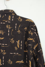 Duluth Trading Brown Free Swinging Flannel Canoe Print Shirt | M