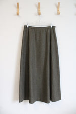 Andrea Viccaro Vintage Olive Green A-Line Wool Midi Skirt | 12