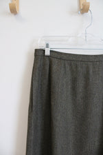 Andrea Viccaro Vintage Olive Green A-Line Wool Midi Skirt | 12
