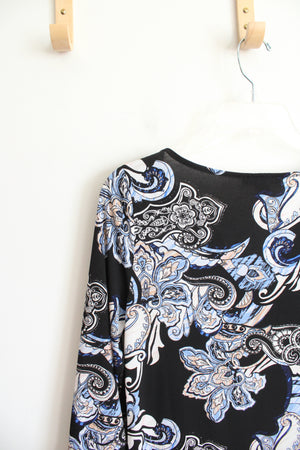 White House Black Market Blue & White Patterned Dress | M
