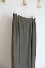 Andrea Viccaro Vintage Olive Green A-Line Wool Midi Skirt | 12