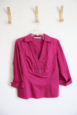 Larry Levine Fuchsia V-Neck Top | L Petite
