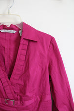 Larry Levine Fuchsia V-Neck Top | L Petite