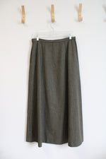 Andrea Viccaro Vintage Olive Green A-Line Wool Midi Skirt | 12