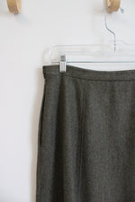 Andrea Viccaro Vintage Olive Green A-Line Wool Midi Skirt | 12