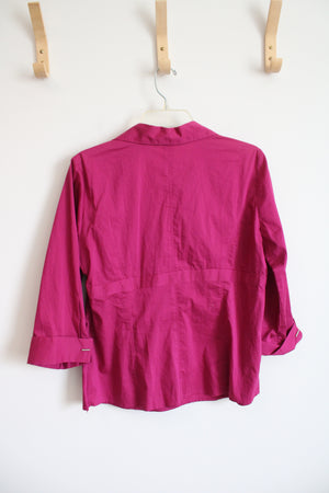 Larry Levine Fuchsia V-Neck Top | L Petite