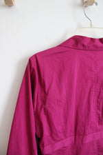 Larry Levine Fuchsia V-Neck Top | L Petite