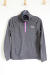 Fila Sport Gray Purple 1/4 Zip Pullover | Youth L (14)