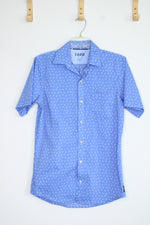 Izod Blue Sailboat Print Short Sleeve Button Up Shirt | S
