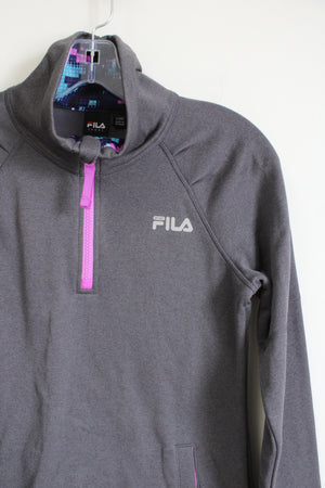 Fila Sport Gray Purple 1/4 Zip Pullover | Youth L (14)