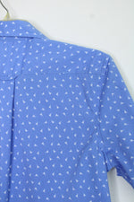 Izod Blue Sailboat Print Short Sleeve Button Up Shirt | S
