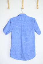 Izod Blue Sailboat Print Short Sleeve Button Up Shirt | S