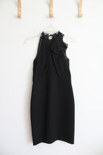 Ann Taylor Black Flower Halter Neck Black Sheath Dress | 0