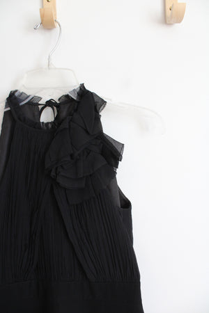 Ann Taylor Black Flower Halter Neck Black Sheath Dress | 0