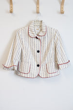 Talbots Cream Navy Blue Red Piped Jacket | 10