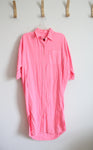 Universal Thread Bubble Gum Pink Linen Blend Button Down Dress | XS