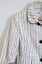 Talbots Cream Navy Blue Red Piped Jacket | 10